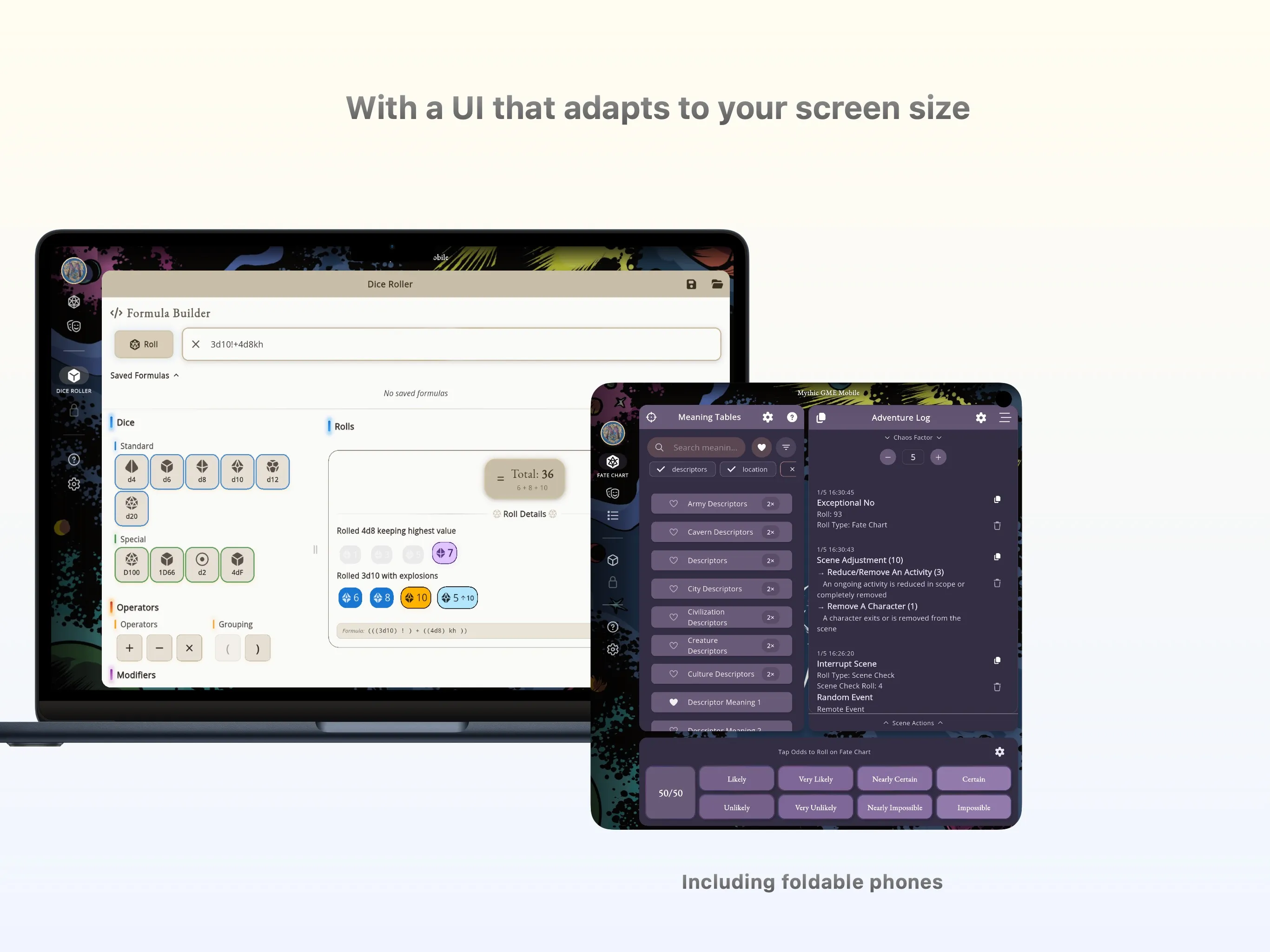 Mythic GME Digital — desktop layout showing panels and log