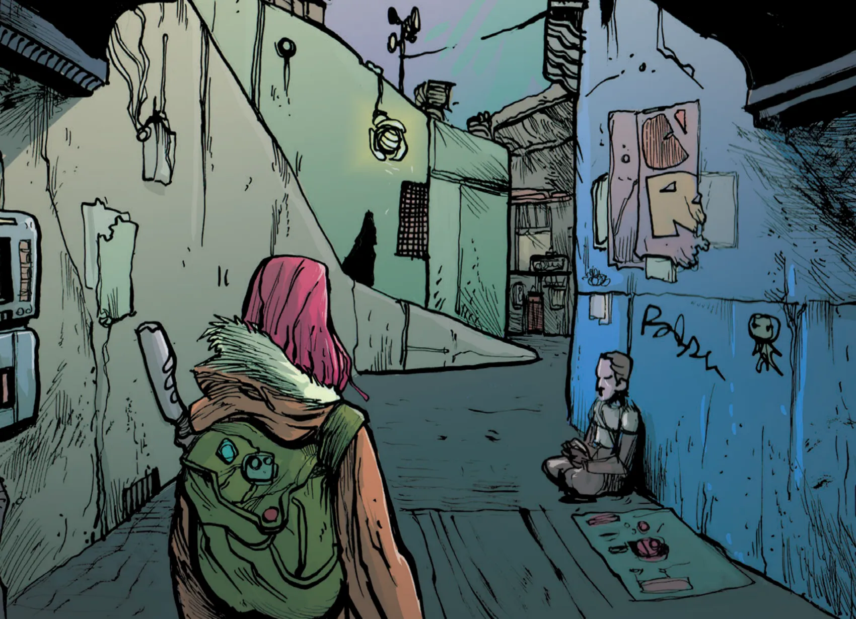 Woman walking on a street.